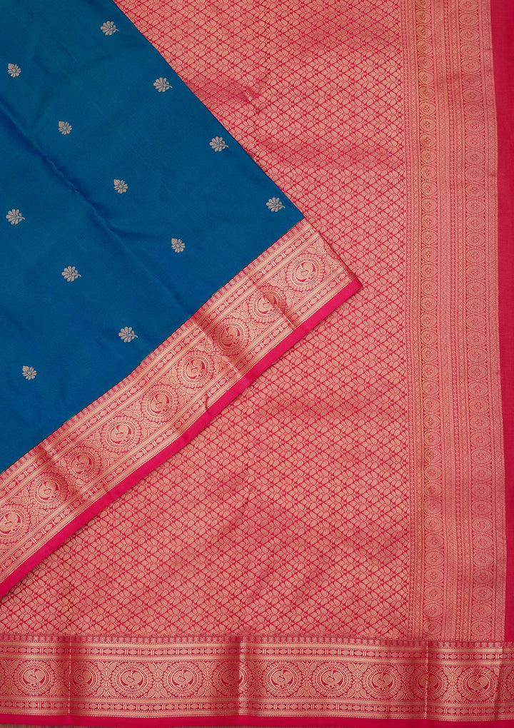 Peacock Blue Zariwork Pure Silk Saree