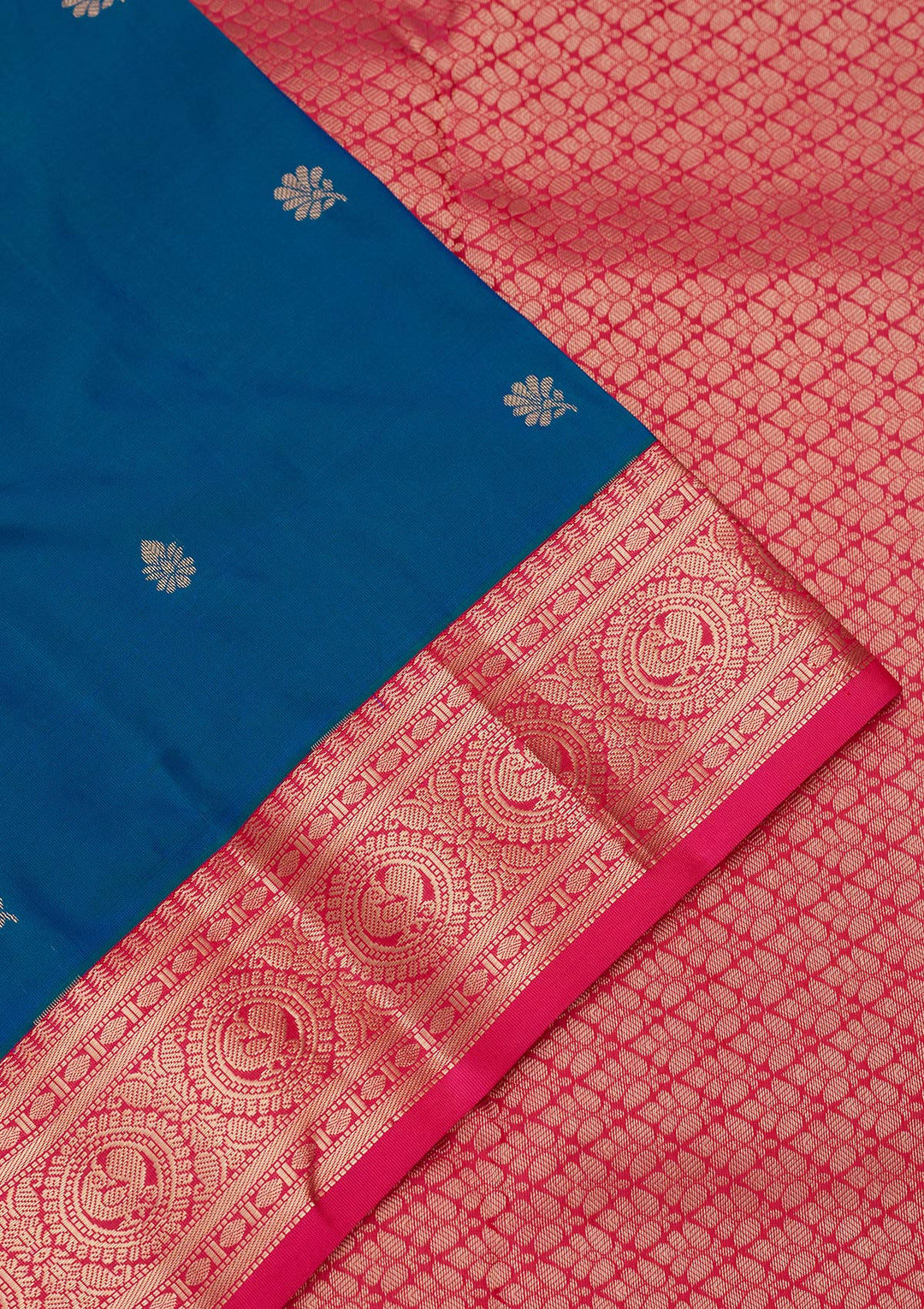 Peacock Blue Zariwork Pure Silk Saree