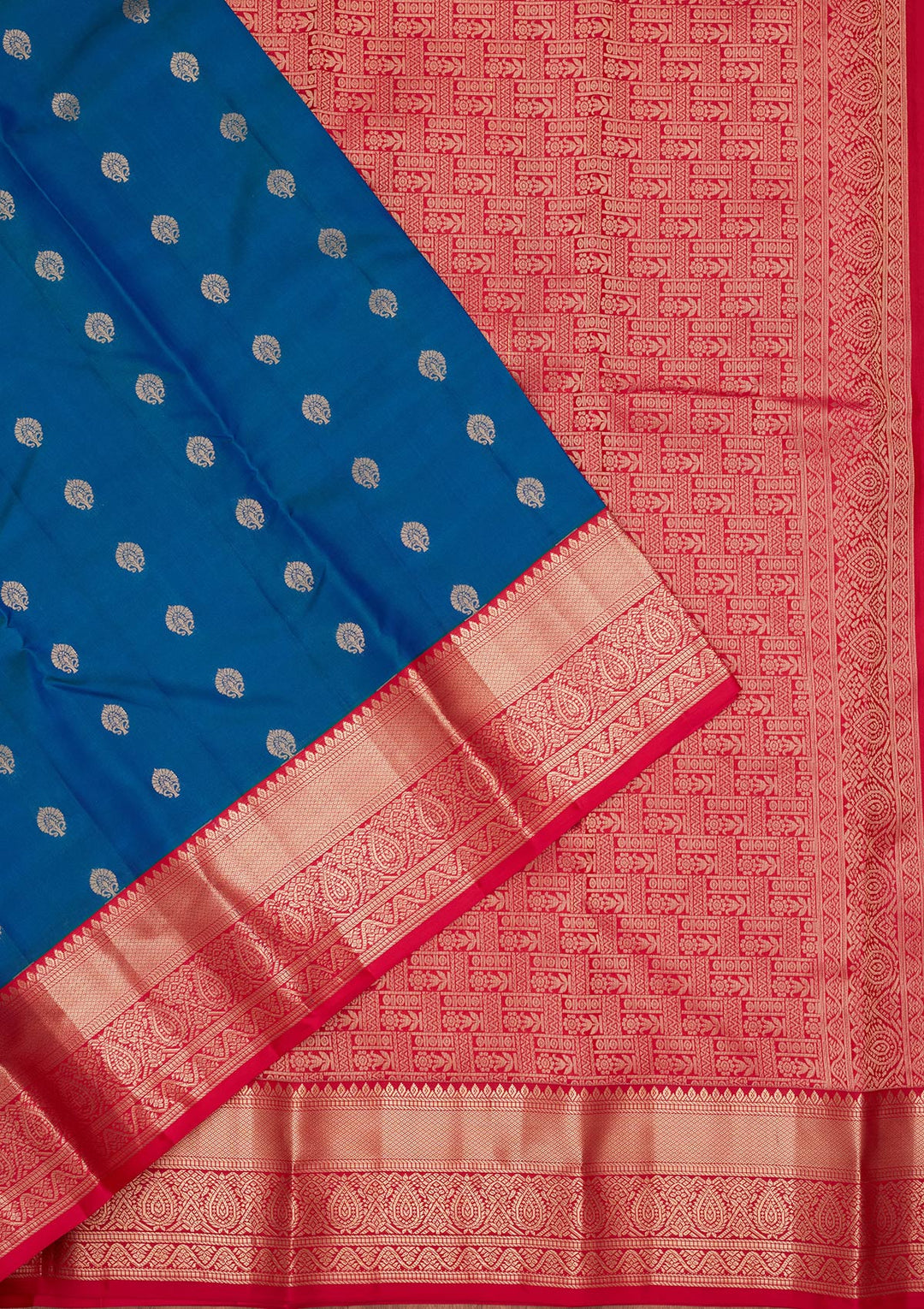 Peacock Blue Zariwork Pure Silk Saree