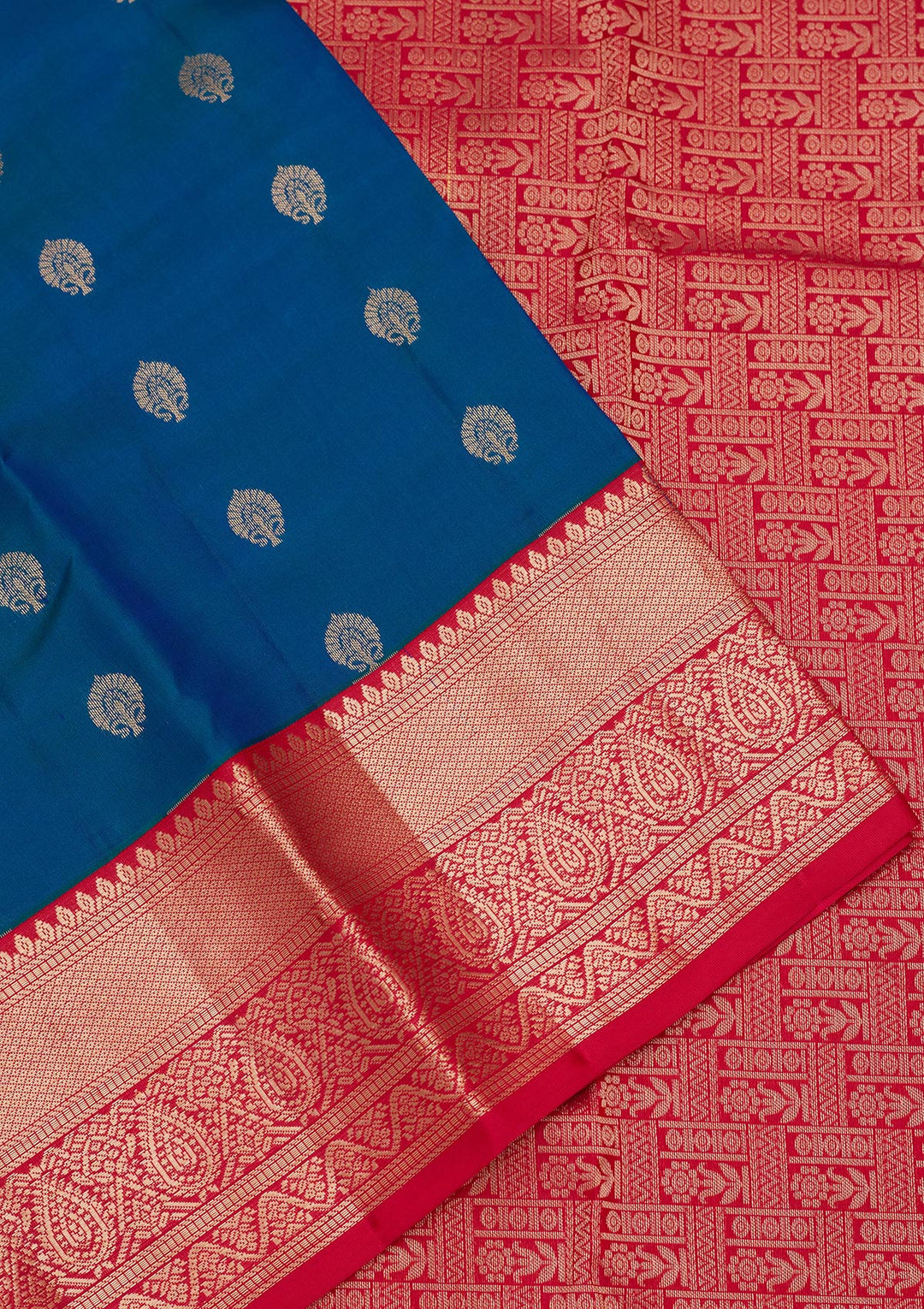 Peacock Blue Zariwork Pure Silk Saree