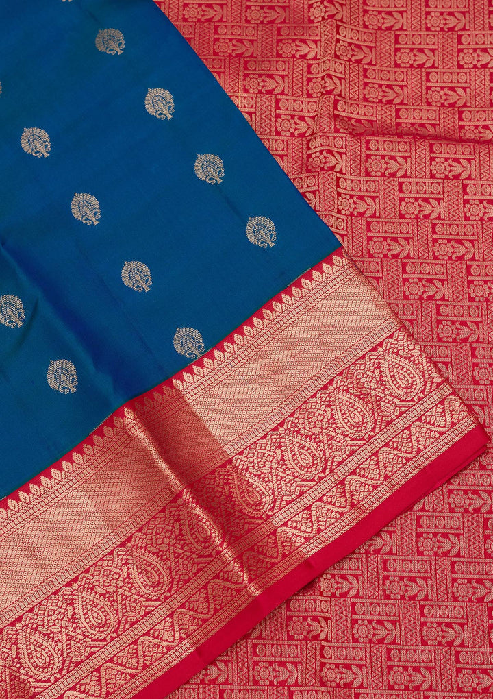 Peacock Blue Zariwork Pure Silk Saree