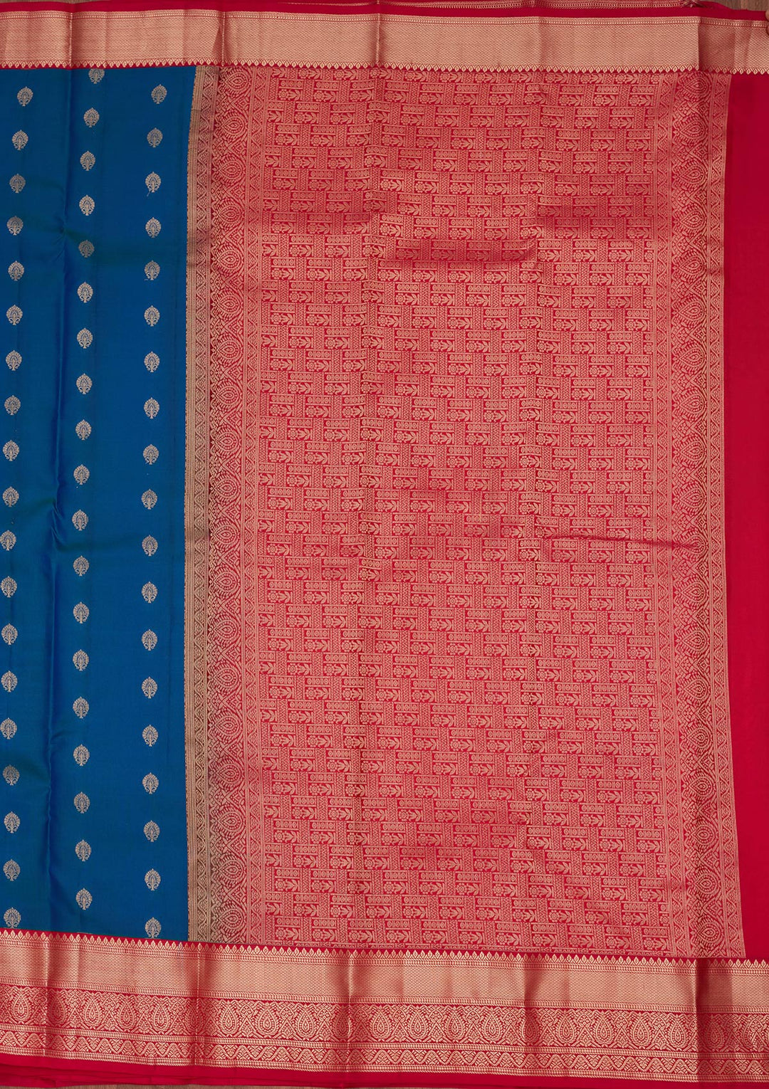 Peacock Blue Zariwork Pure Silk Saree