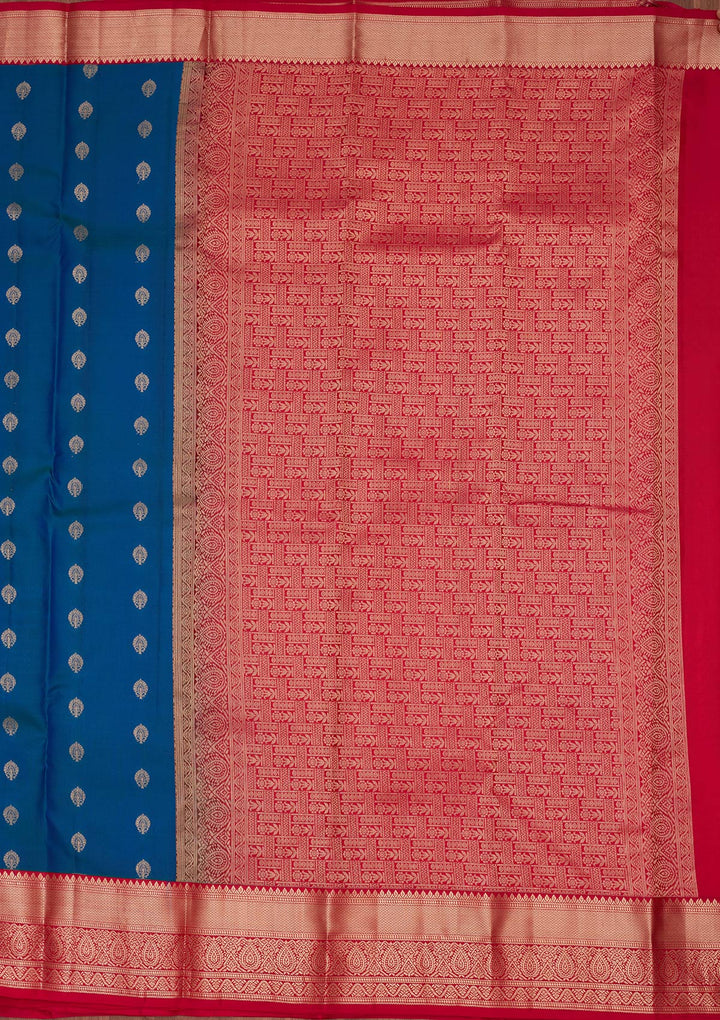 Peacock Blue Zariwork Pure Silk Saree