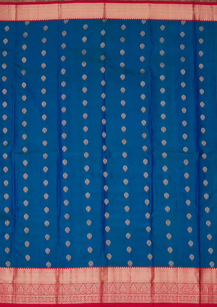 Peacock Blue Zariwork Pure Silk Saree