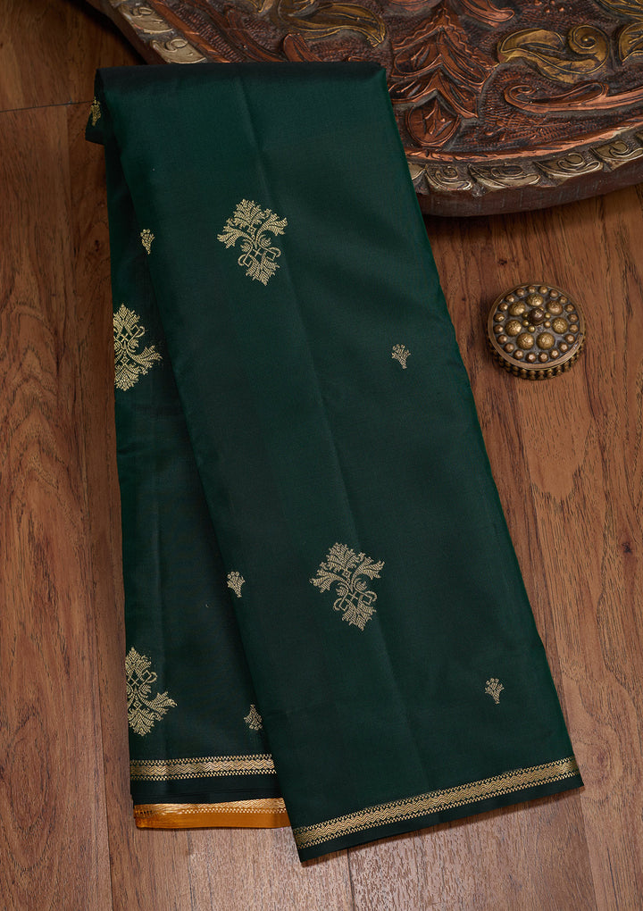 Bottle Green Zariwork (Gold) Silk Silk_Saree