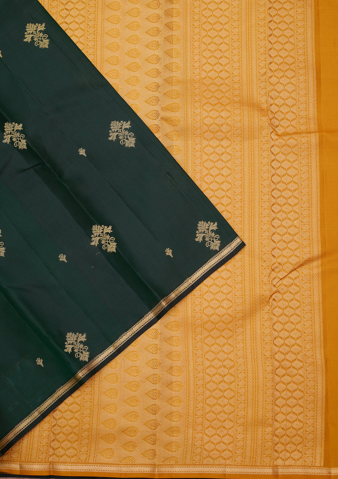 Bottle Green Zariwork (Gold) Silk Silk_Saree