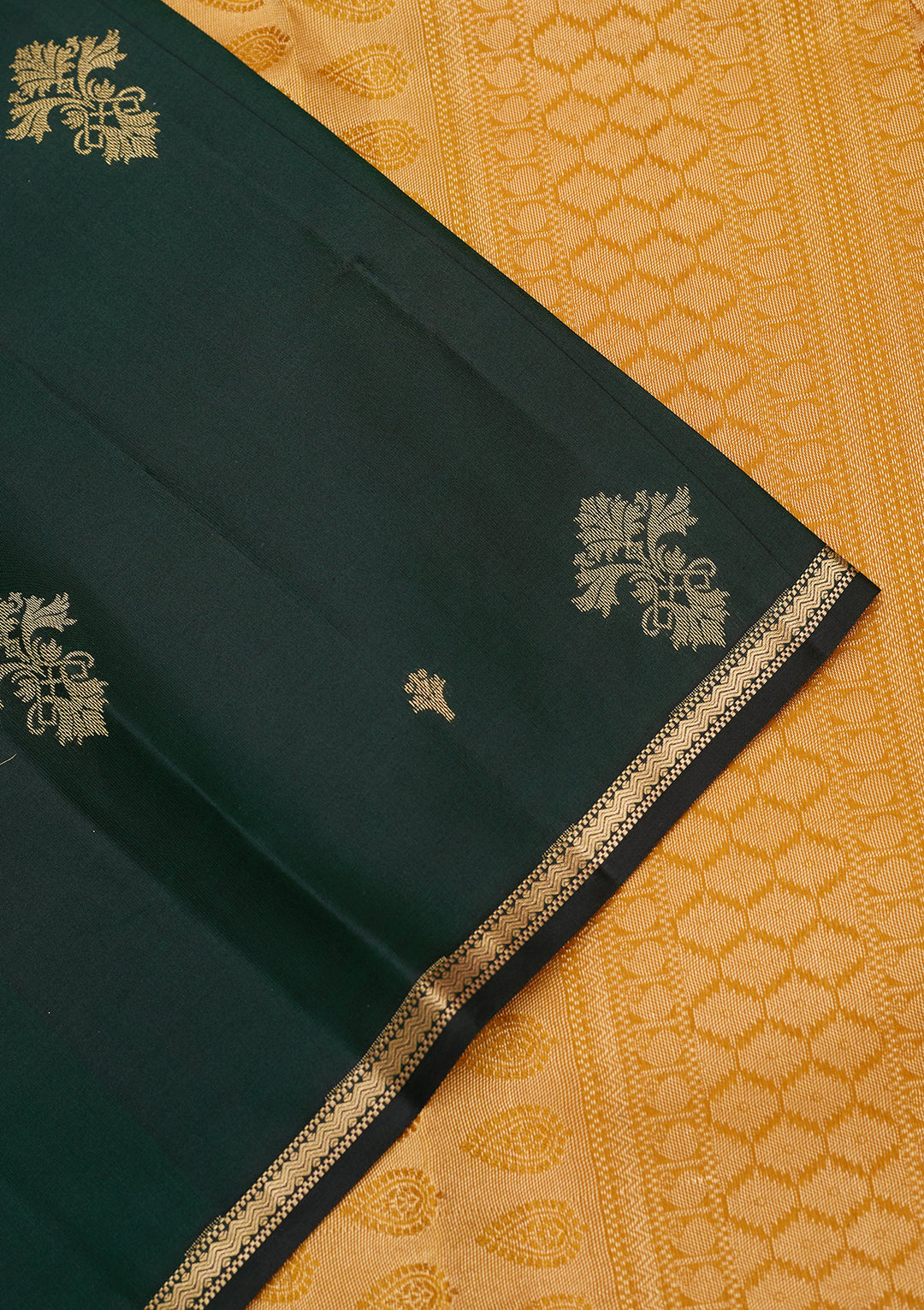 Bottle Green Zariwork (Gold) Silk Silk_Saree