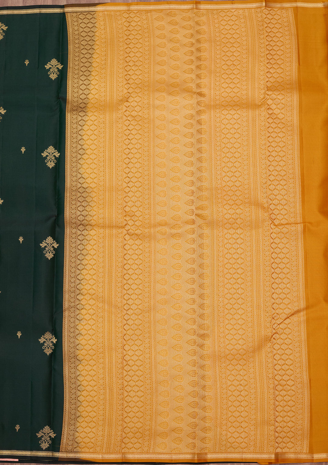 Bottle Green Zariwork (Gold) Silk Silk_Saree