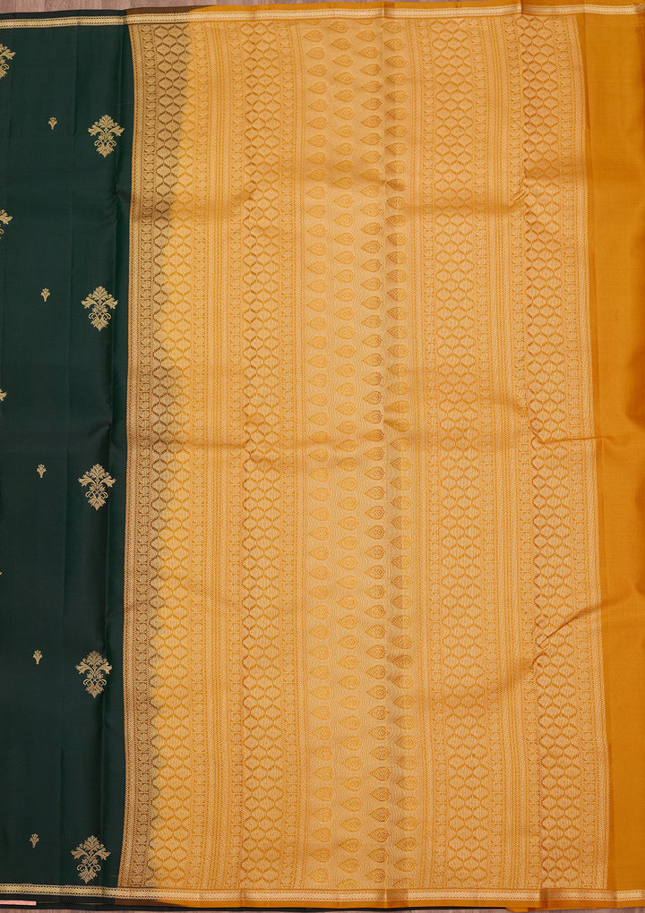 Bottle Green Zariwork (Gold) Silk Silk_Saree