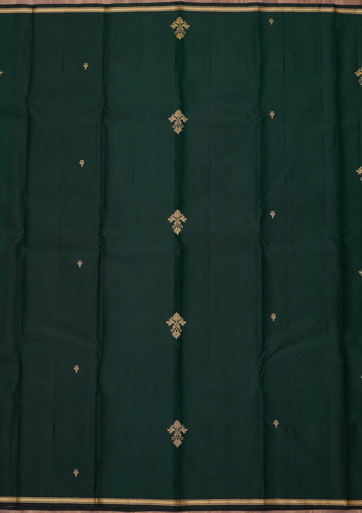 Bottle Green Zariwork (Gold) Silk Silk_Saree