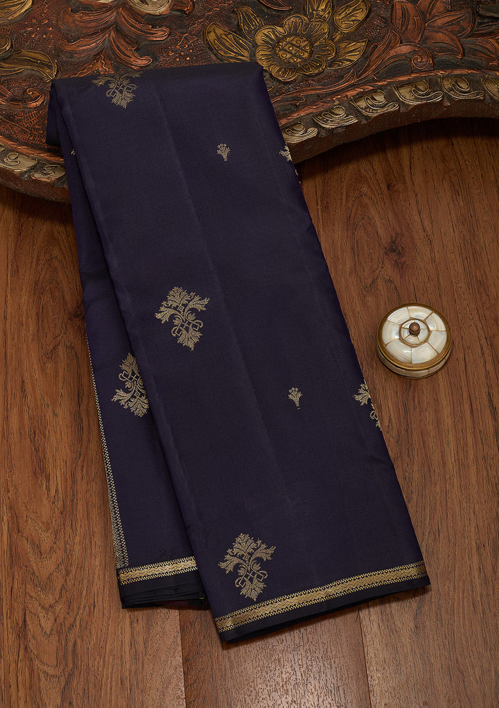 Navy Blue Zariwork Pure Silk Saree