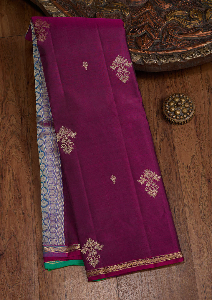 Wine Zariwork (Gold) Silk Silk_Saree
