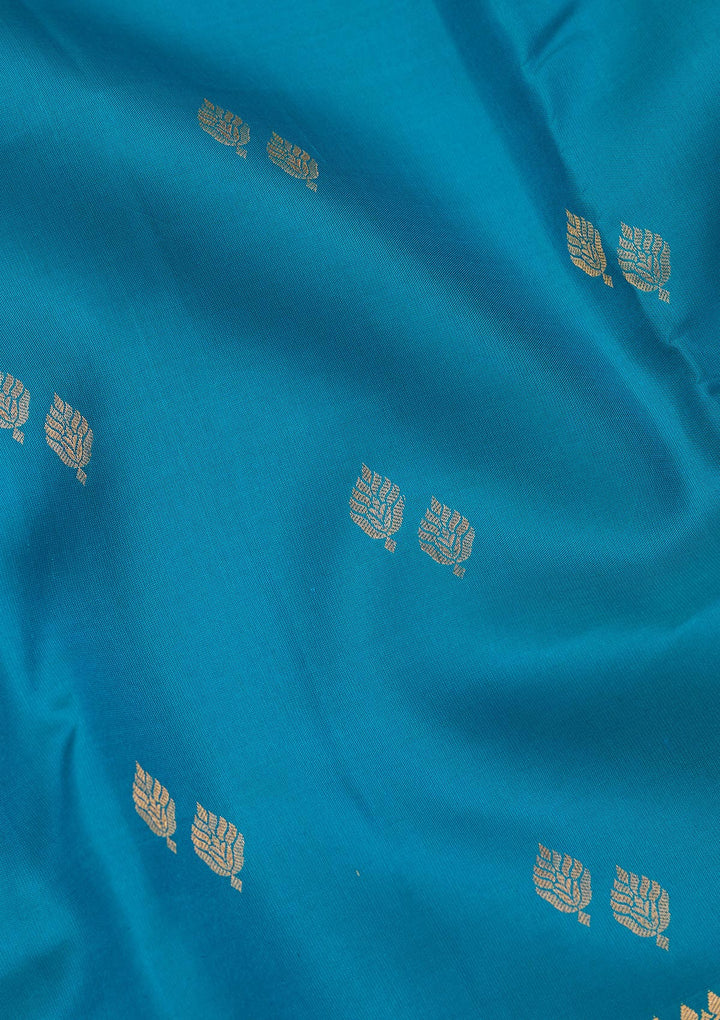 Turquoise Blue Zariwork Pure Silk Saree
