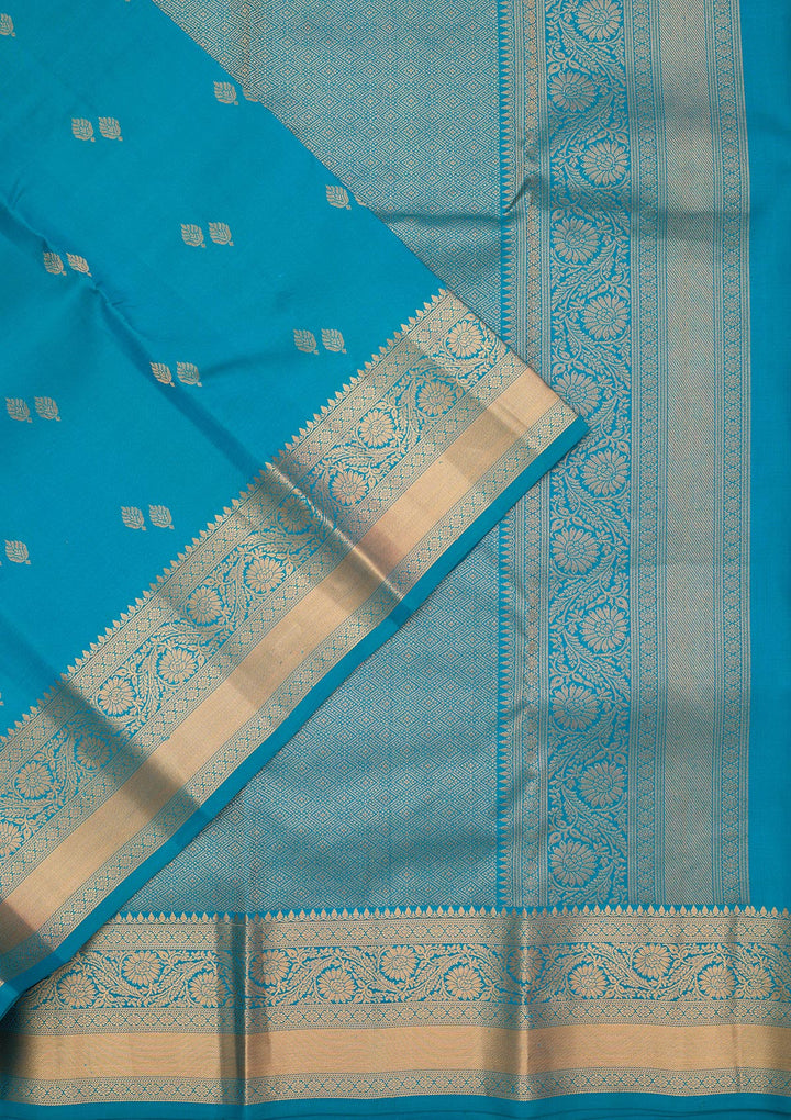 Turquoise Blue Zariwork Pure Silk Saree