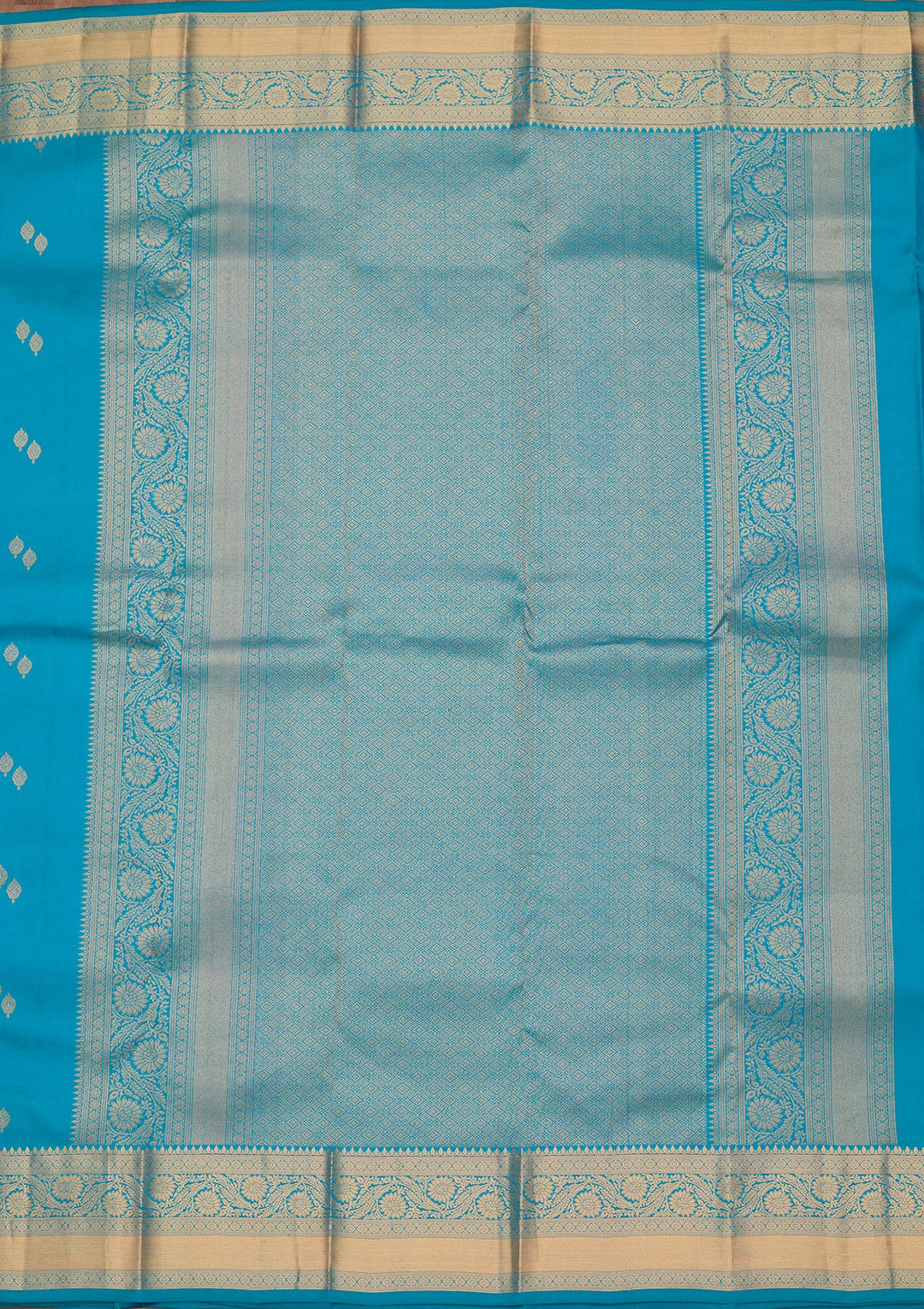 Turquoise Blue Zariwork Pure Silk Saree