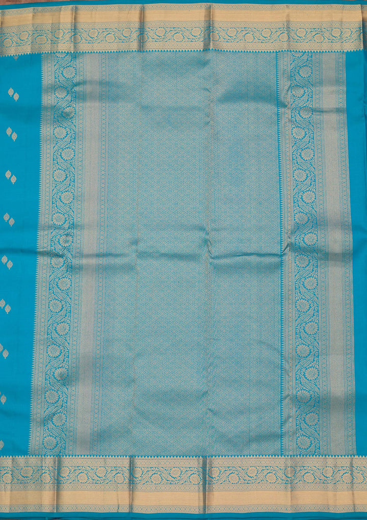 Turquoise Blue Zariwork Pure Silk Saree
