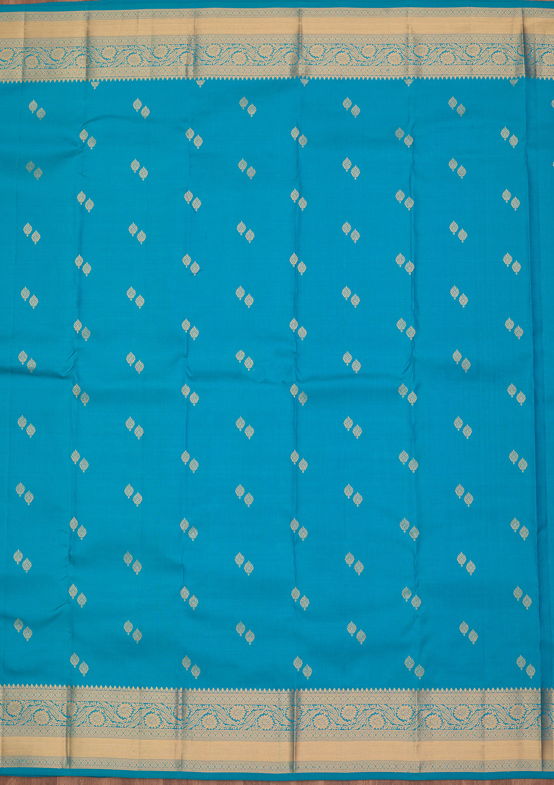 Turquoise Blue Zariwork Pure Silk Saree