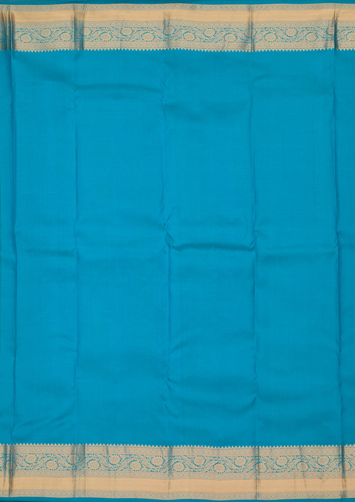 Turquoise Blue Zariwork Pure Silk Saree