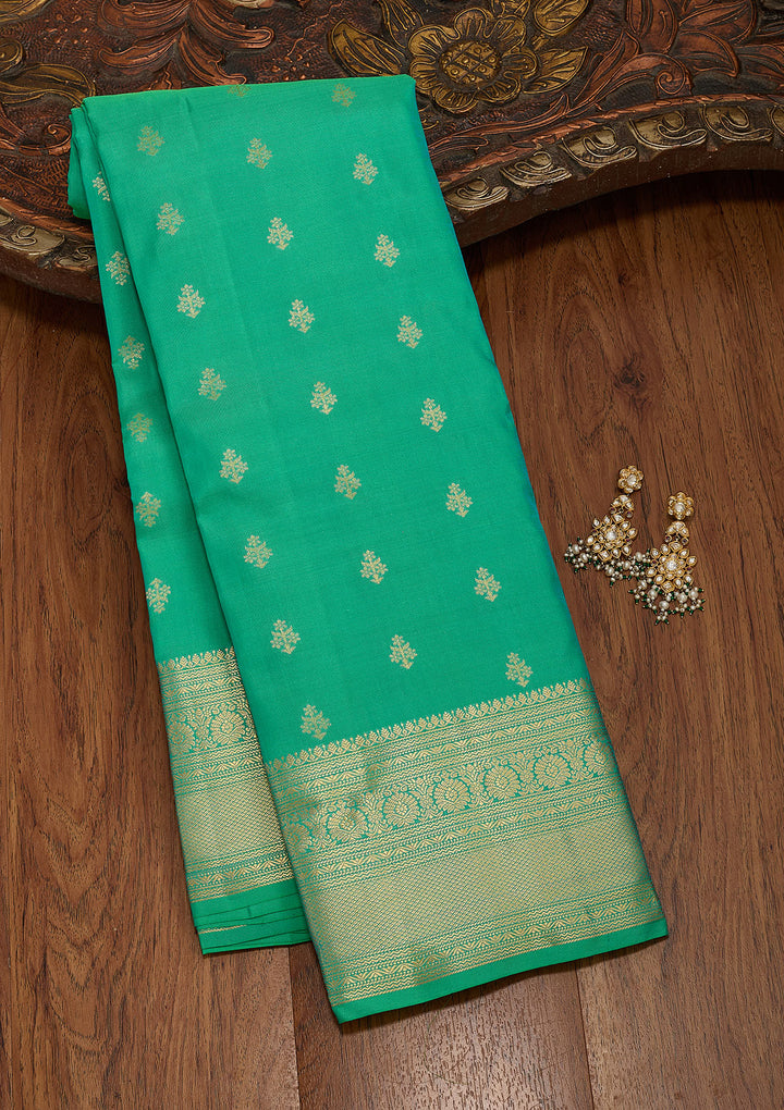 Sea Green Zariwork Pure Silk Saree