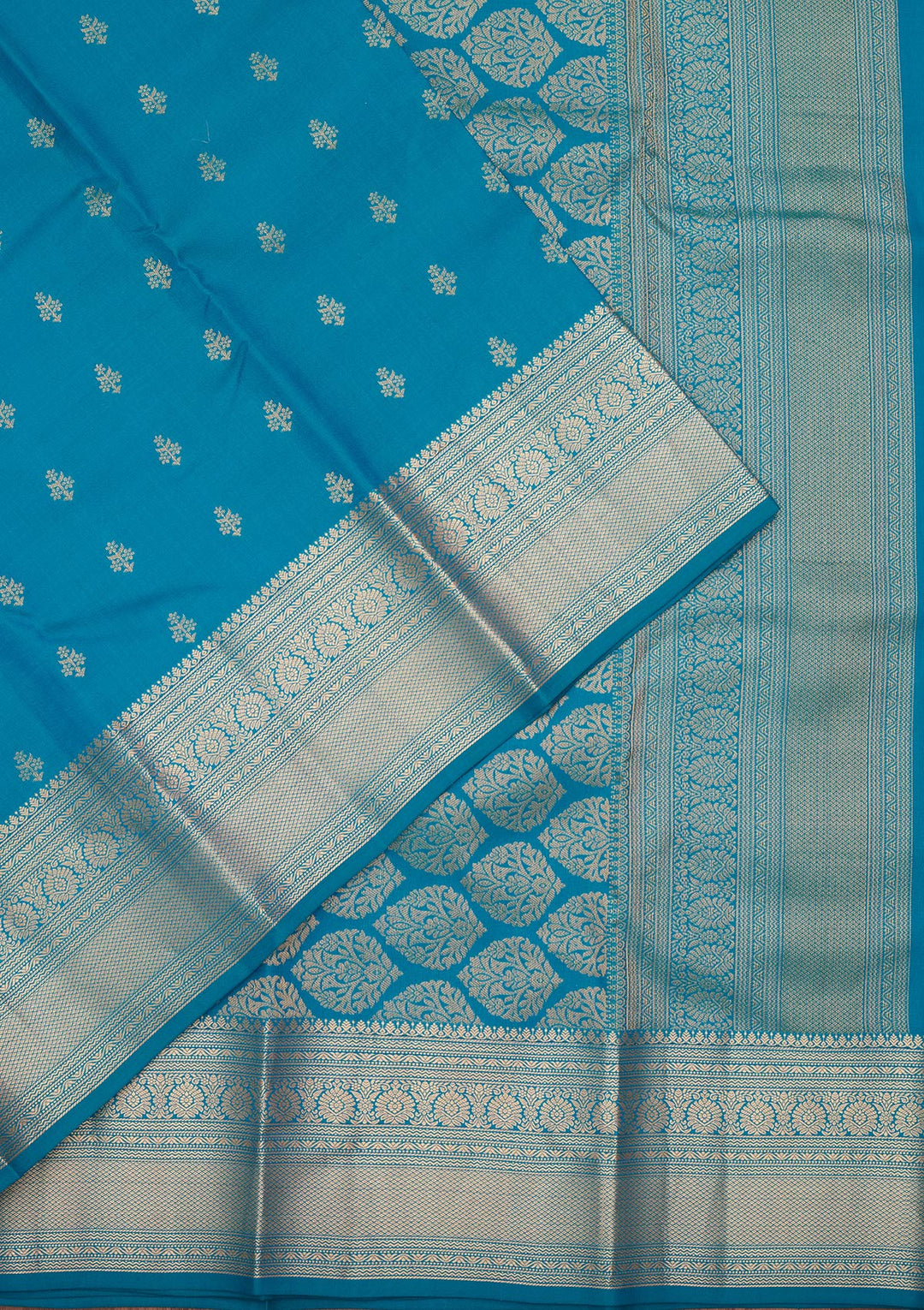 Turquoise Blue Zariwork Pure Silk Saree