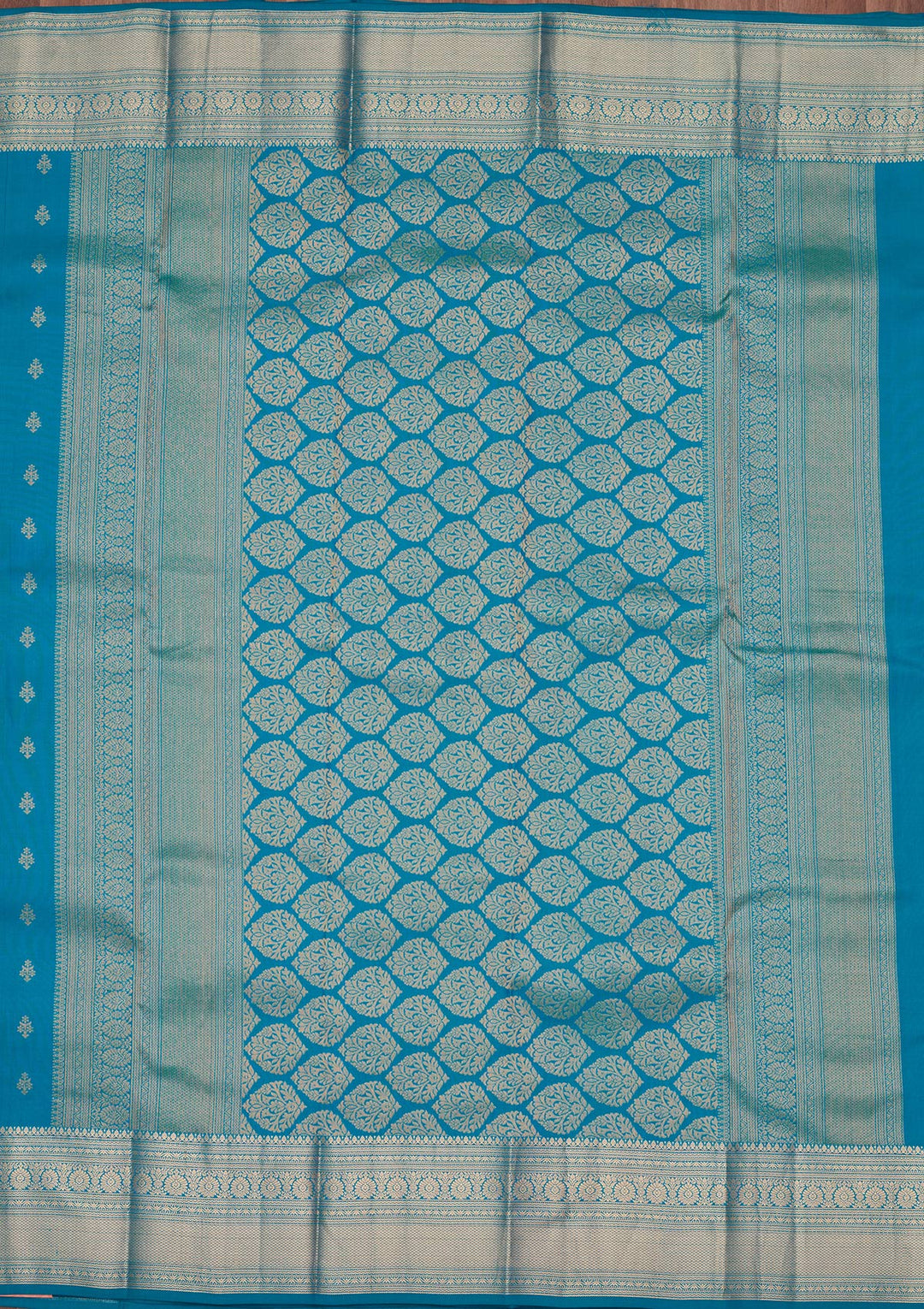 Turquoise Blue Zariwork Pure Silk Saree