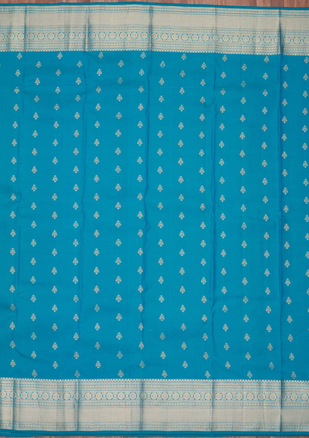 Turquoise Blue Zariwork Pure Silk Saree