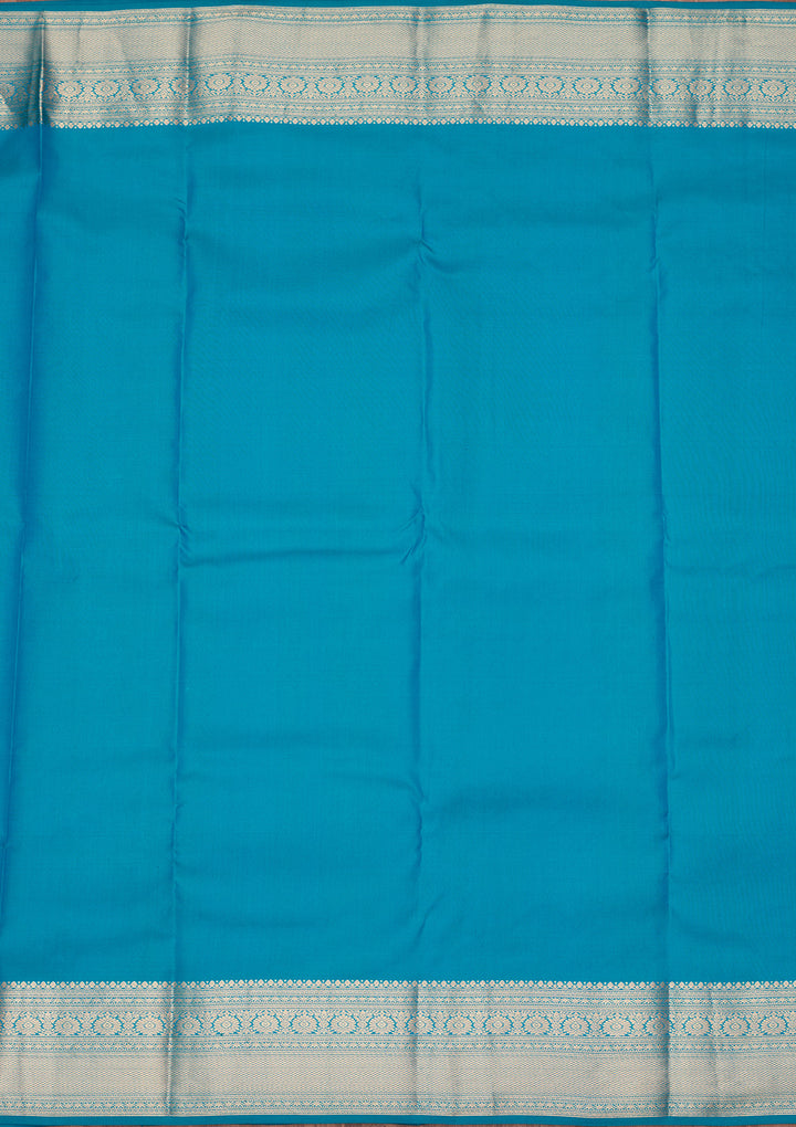 Turquoise Blue Zariwork Pure Silk Saree