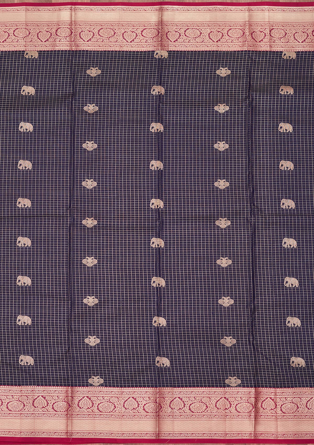 Navy Blue Zariwork Pure Silk Saree