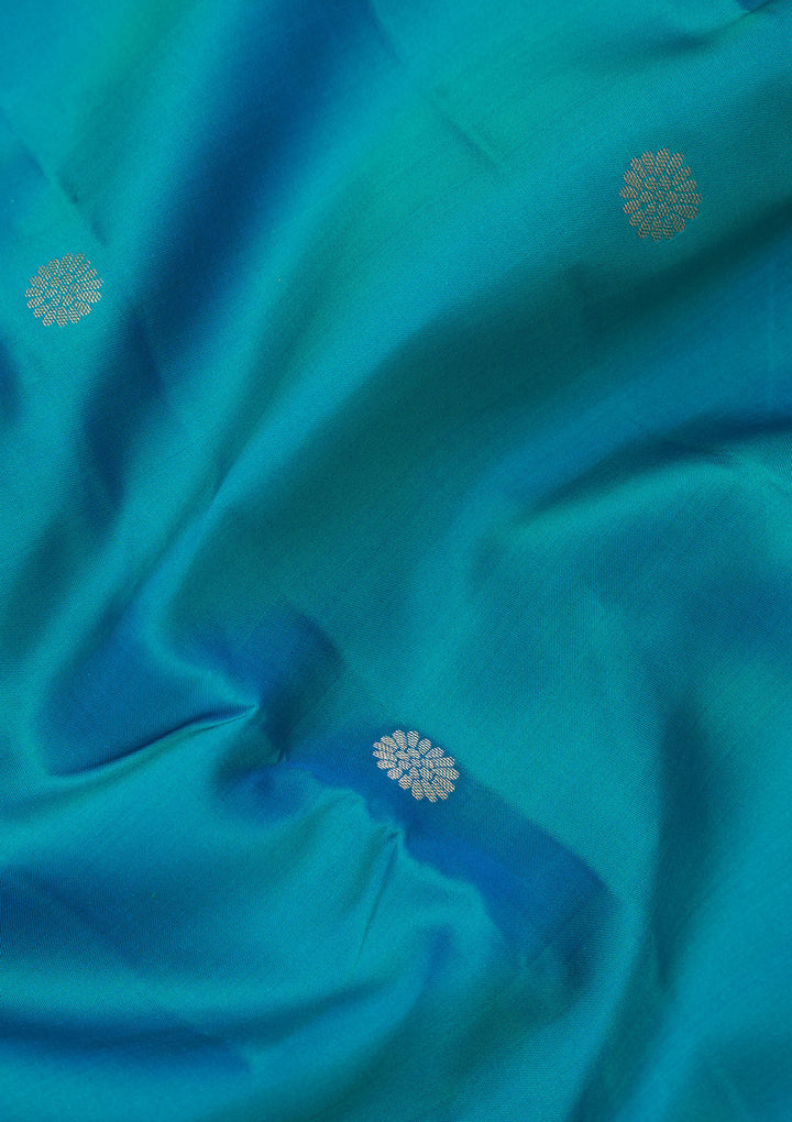 Turquoise Blue Zariwork Pure Silk Saree