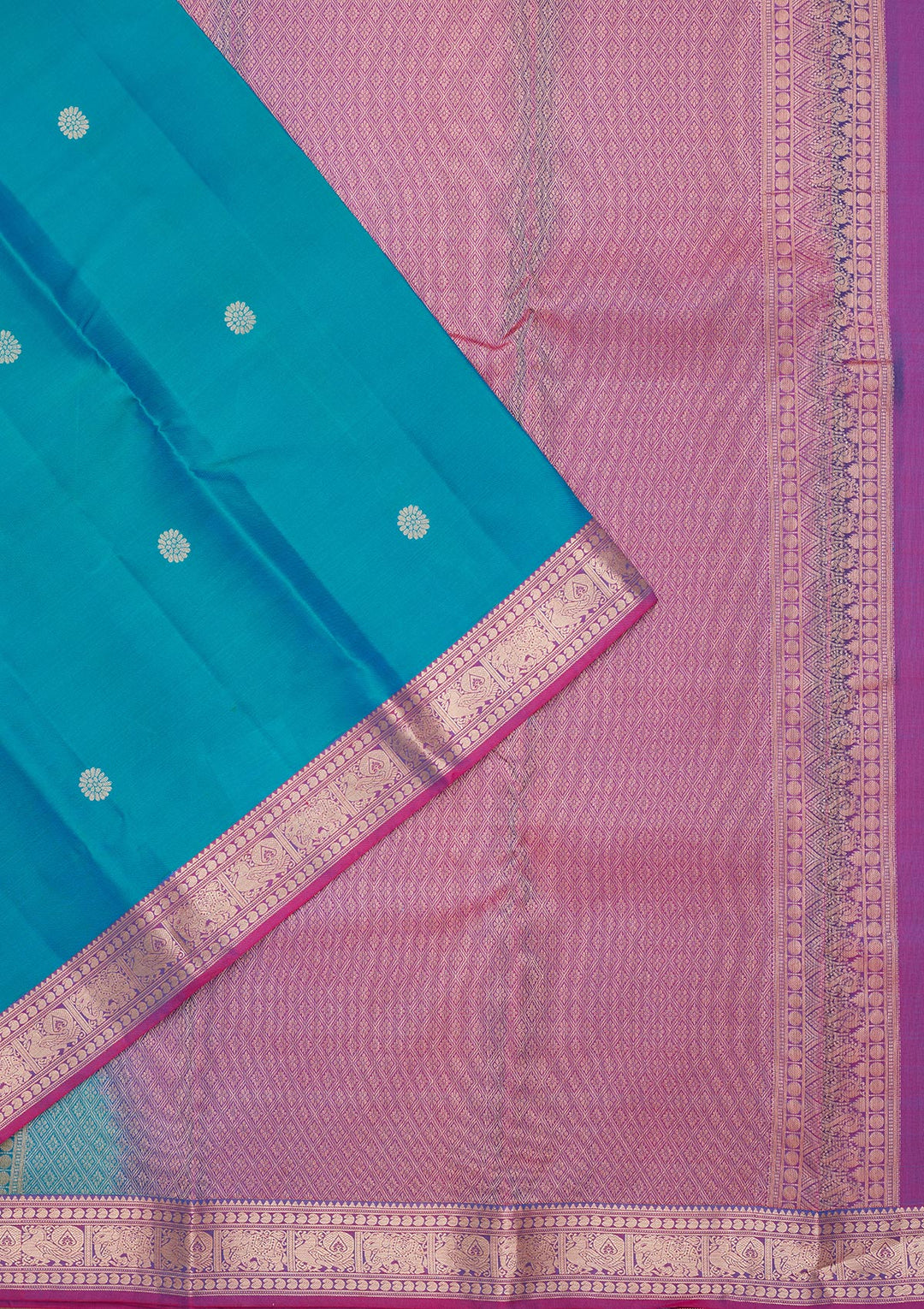Turquoise Blue Zariwork Pure Silk Saree