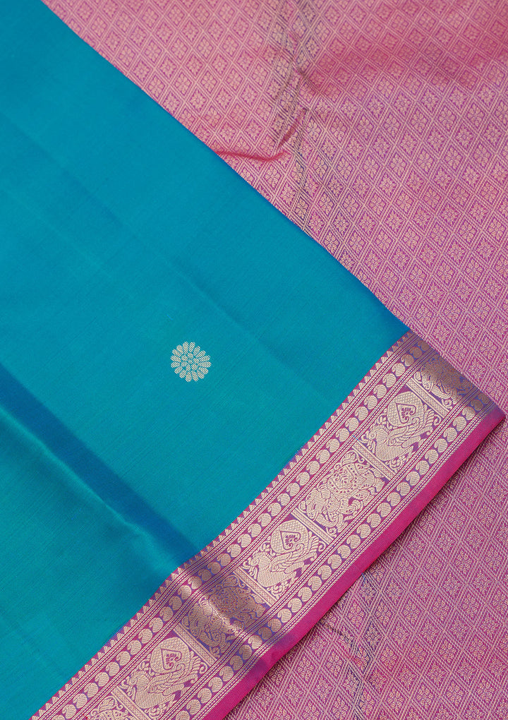 Turquoise Blue Zariwork Pure Silk Saree
