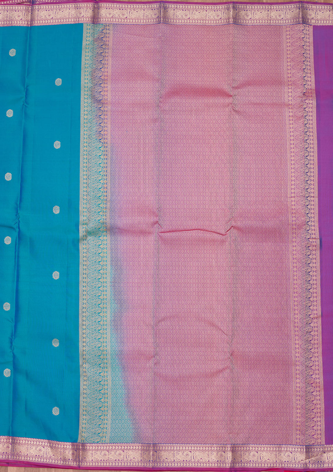 Turquoise Blue Zariwork Pure Silk Saree