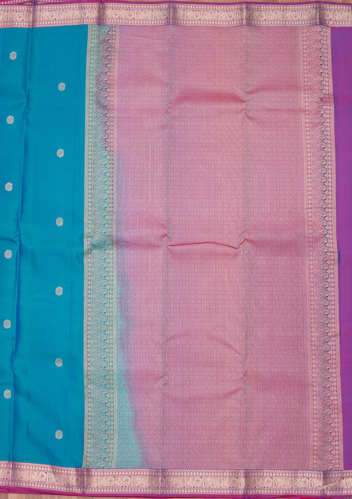 Turquoise Blue Zariwork Pure Silk Saree