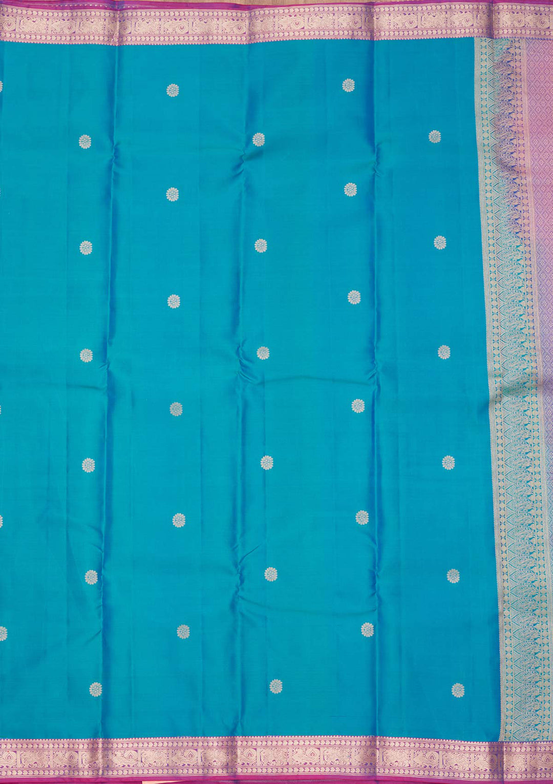 Turquoise Blue Zariwork Pure Silk Saree