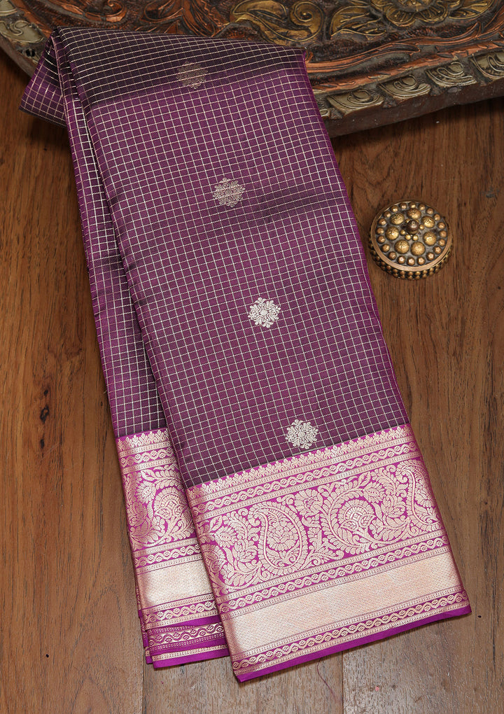 Wine Zariwork Pure Silk Saree