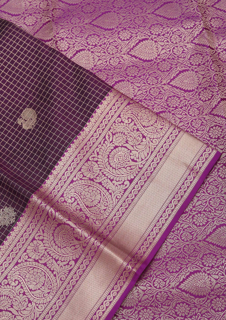 Wine Zariwork Pure Silk Saree