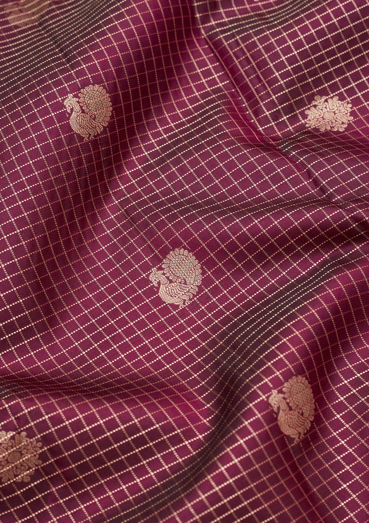 Wine Zariwork Pure Silk Saree