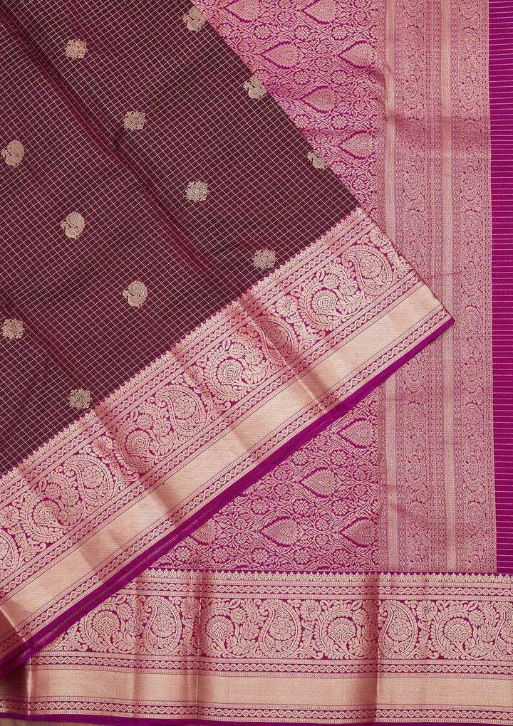 Wine Zariwork Pure Silk Saree
