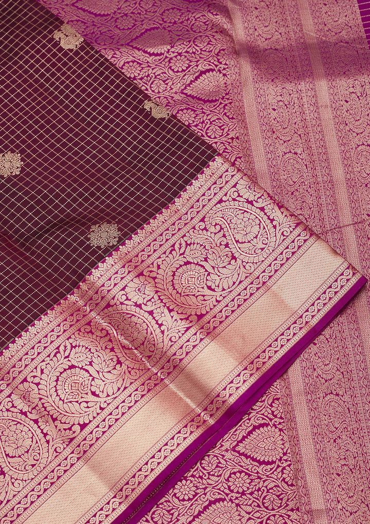Wine Zariwork Pure Silk Saree
