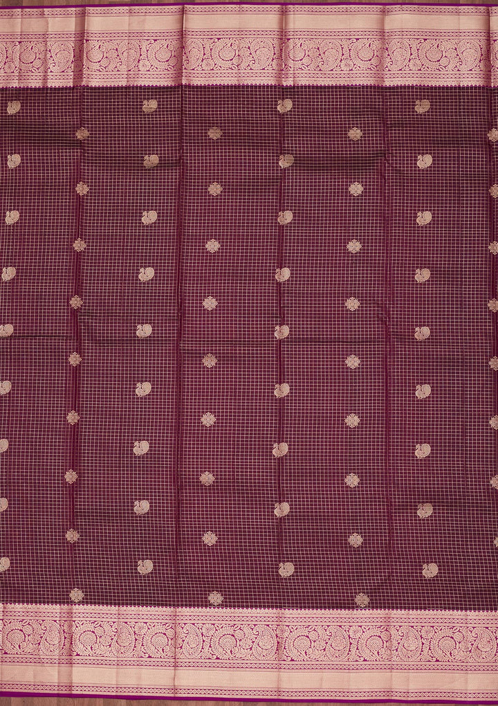 Wine Zariwork Pure Silk Saree