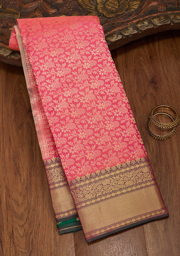 Pink Zariwork Pure Silk Saree