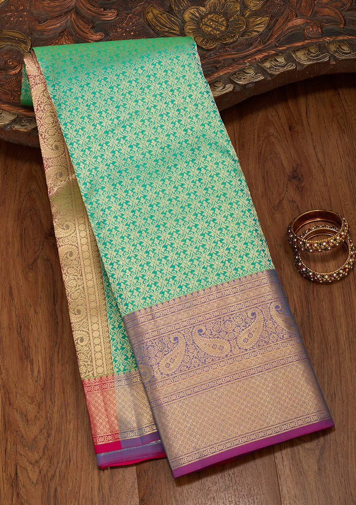 Rama Green Zariwork Pure Silk Saree