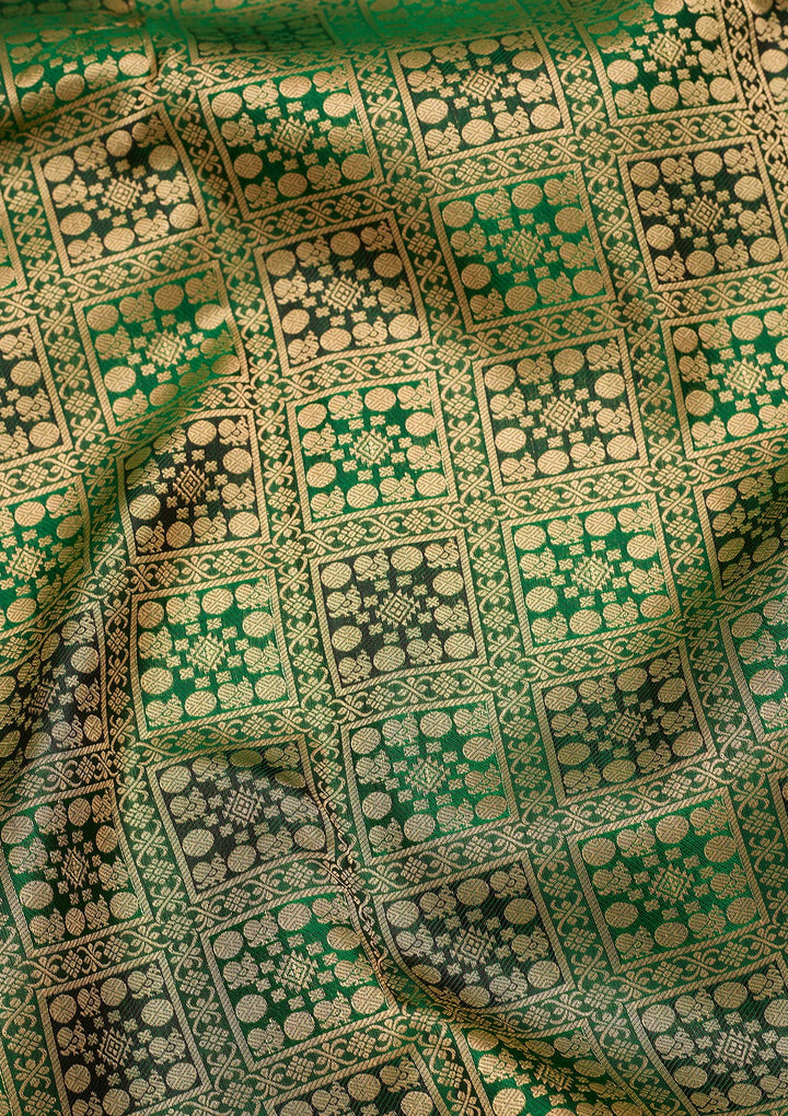 Bottle Green Zariwork Pure Silk Saree