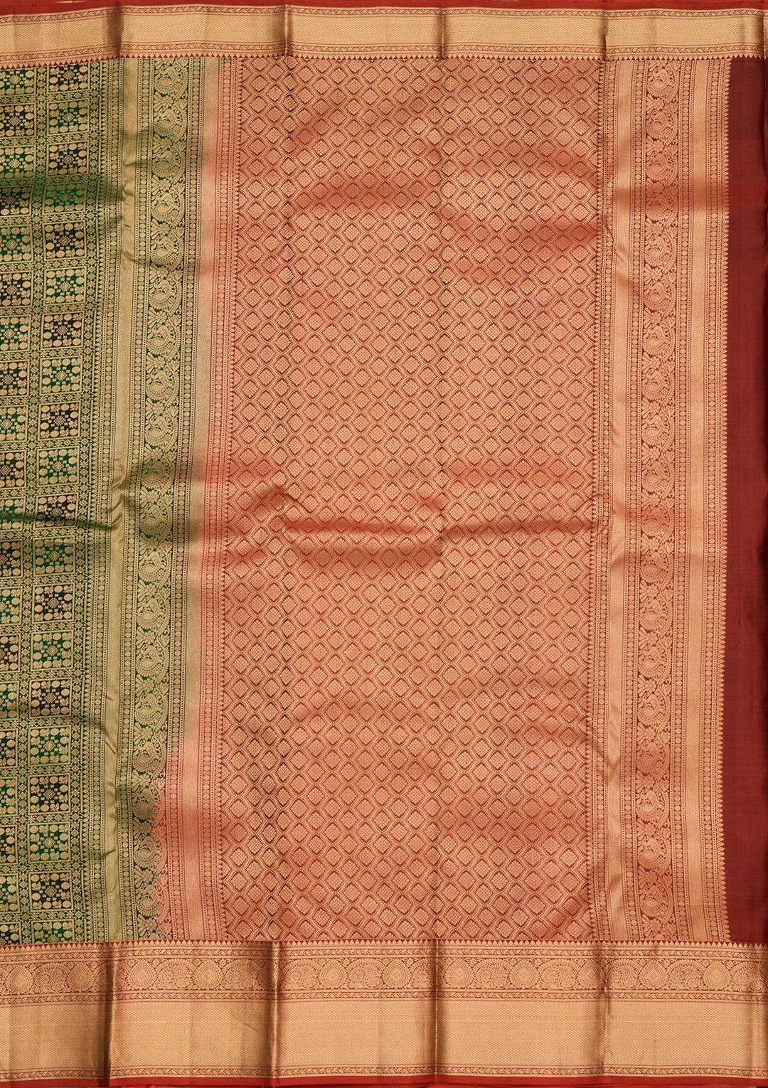 Bottle Green Zariwork Pure Silk Saree