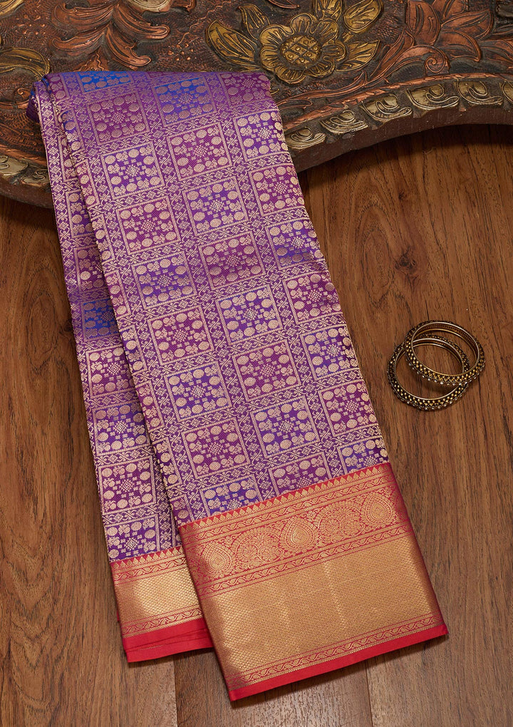 Purple Zariwork Pure Silk Saree