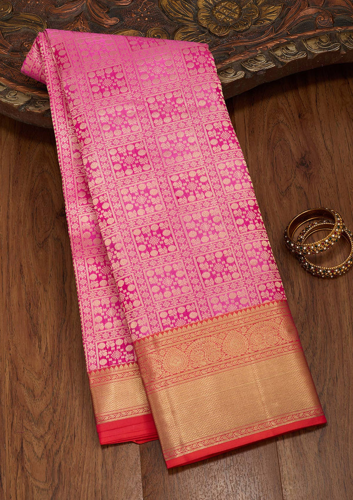 Rani Pink Zariwork Pure Silk Silk_Saree