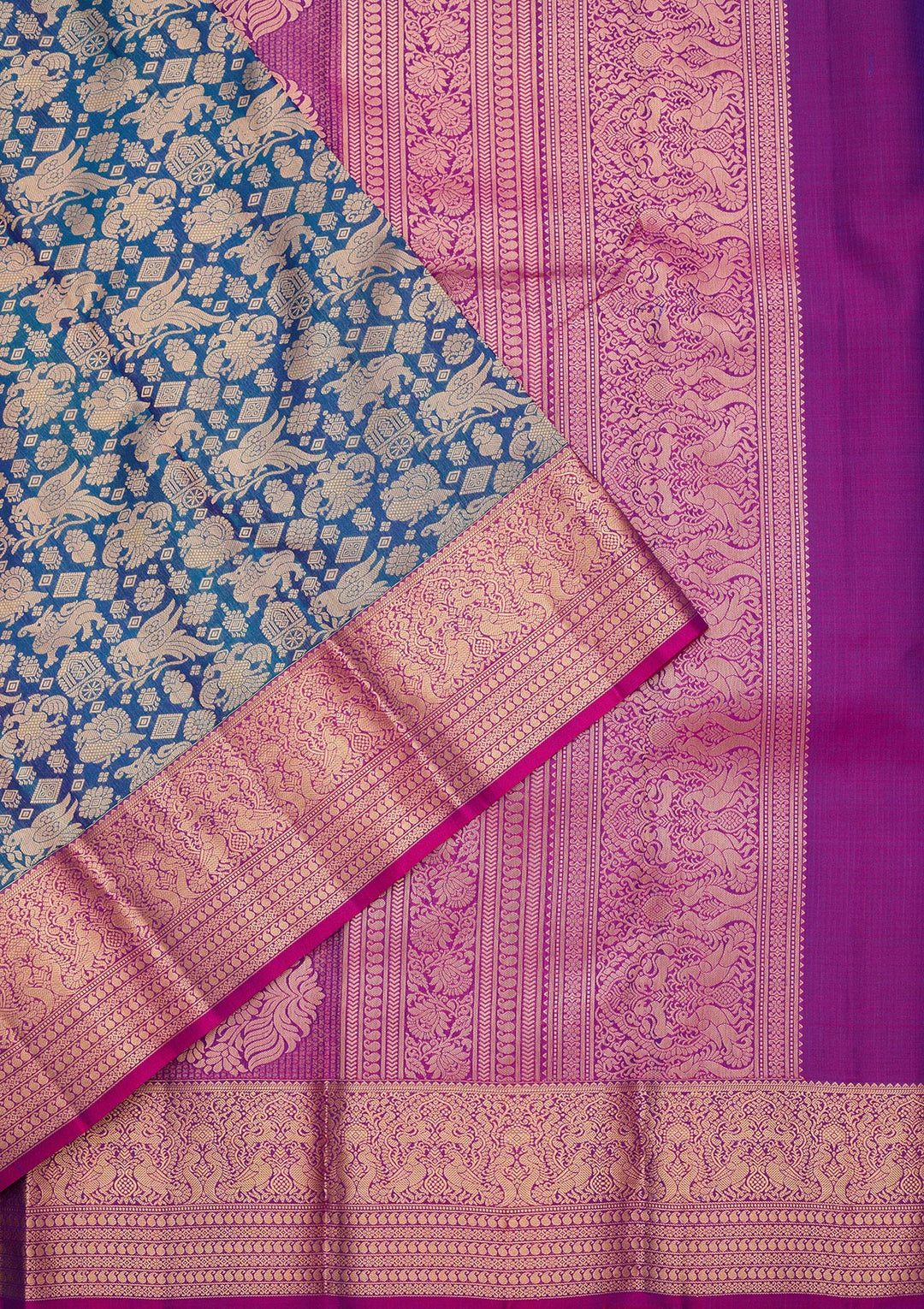Peacock Blue Zariwork Pure Silk Saree