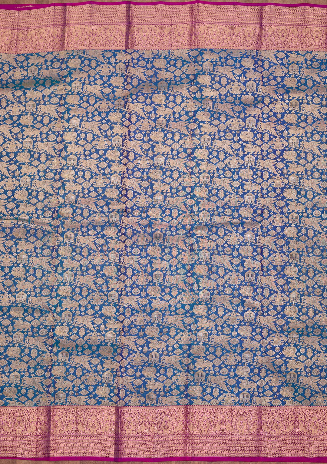 Peacock Blue Zariwork Pure Silk Saree