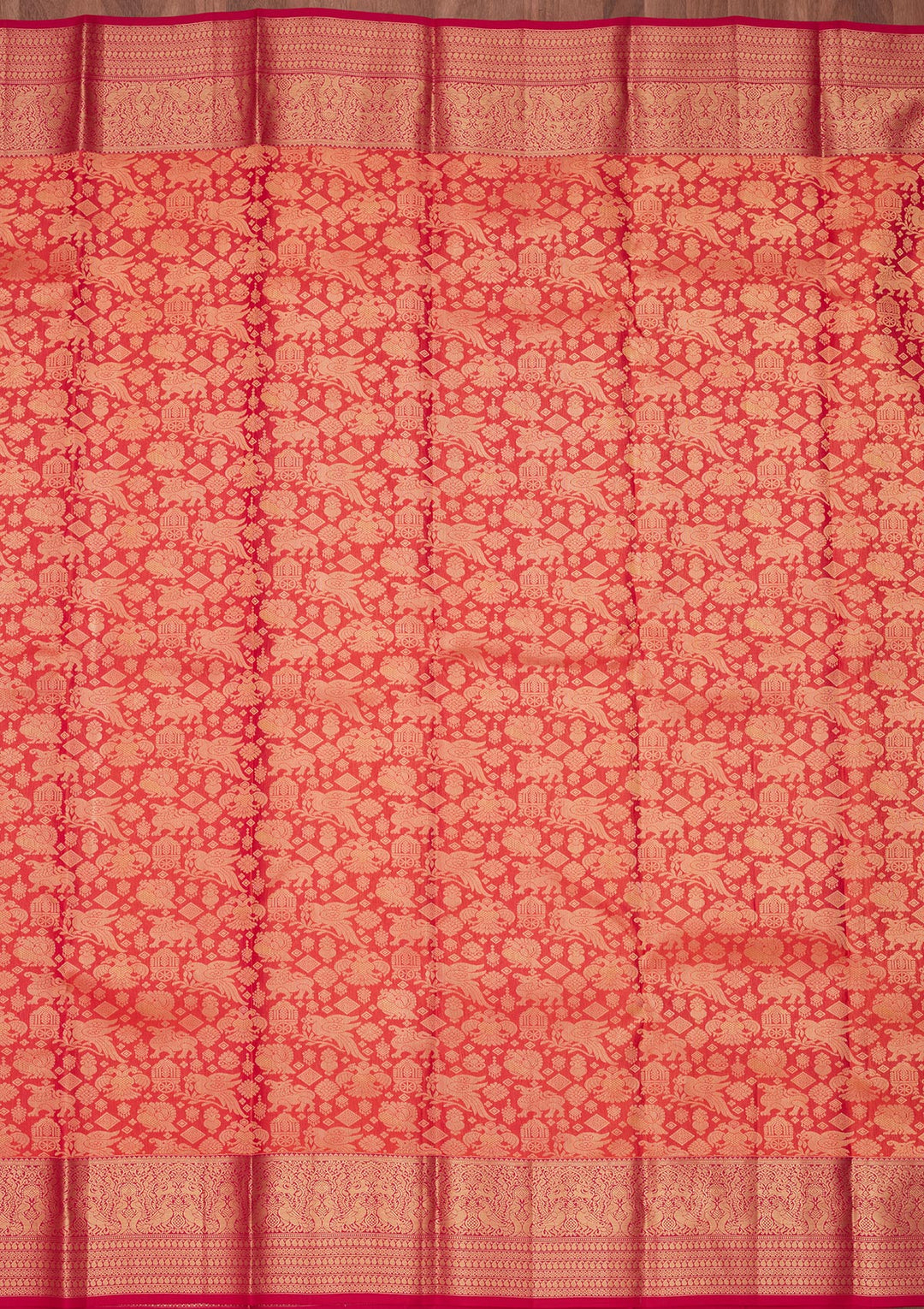 Rust Zariwork Pure Silk Saree