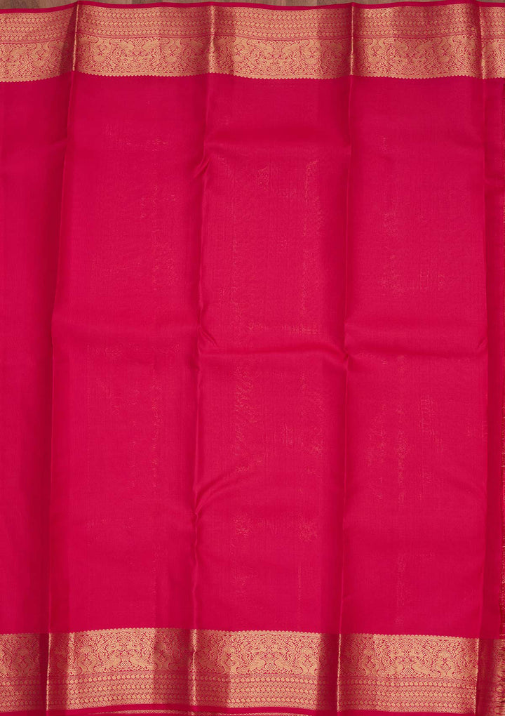 Rust Zariwork Pure Silk Saree